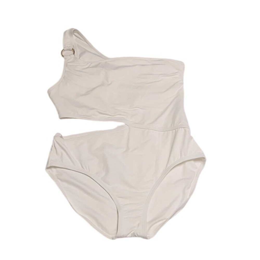 Michael Michael Kors White One-Shoulder Cutout One-Piece Swimsuit Size 14